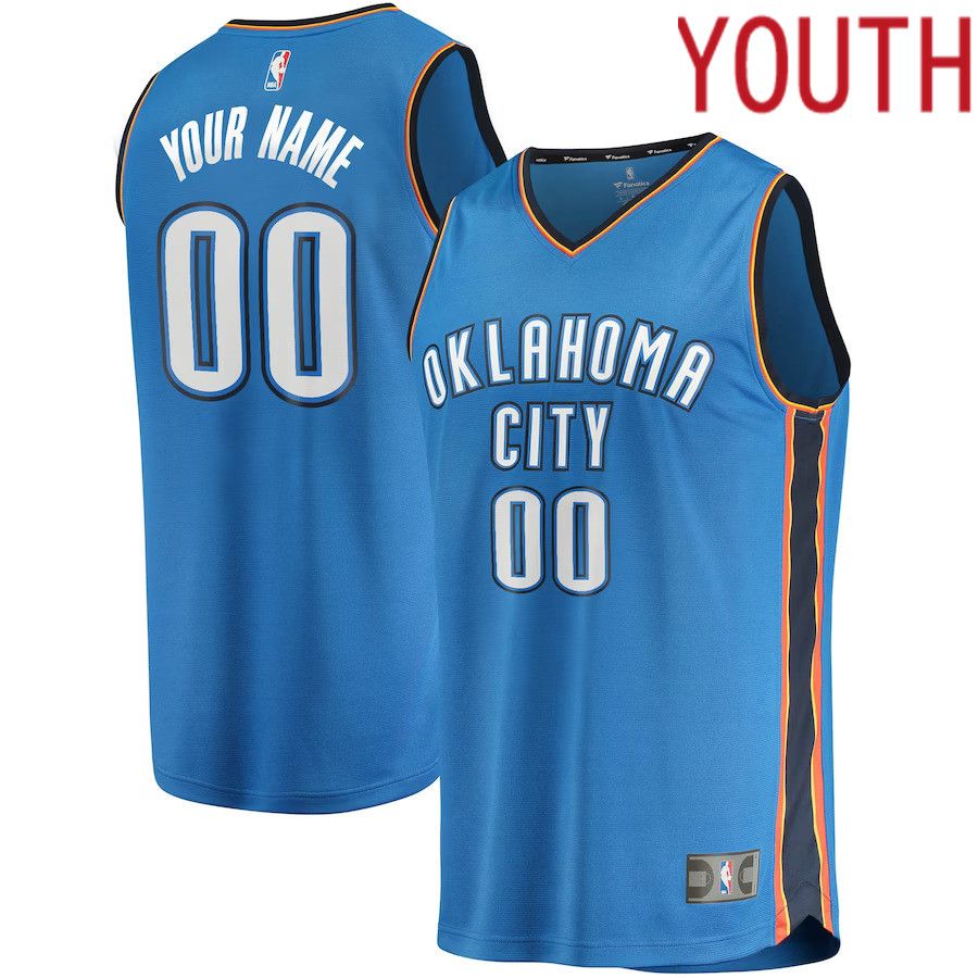 Youth Oklahoma City Thunder Fanatics Branded Blue Icon Edition Fast Break Custom Replica NBA Jersey->->Custom Jersey